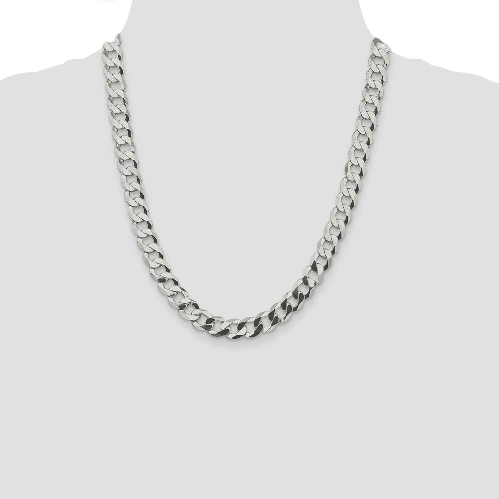 Sterling Silver 22" 9.75mm Flat Curb Chain with Lobster Clasp by Lumare Gioia