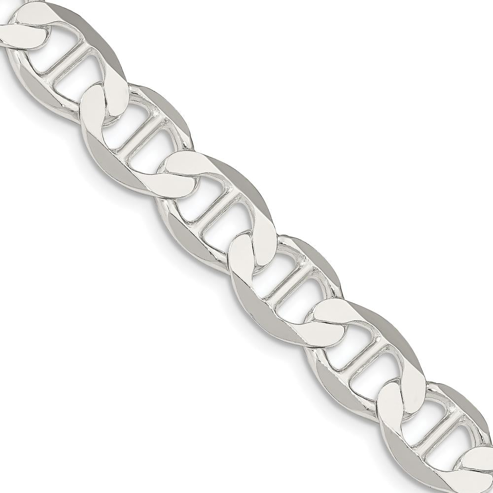 Sterling Silver 22" 9.95mm Flat Anchor Chain with Lobster Clasp by Lumare Gioia