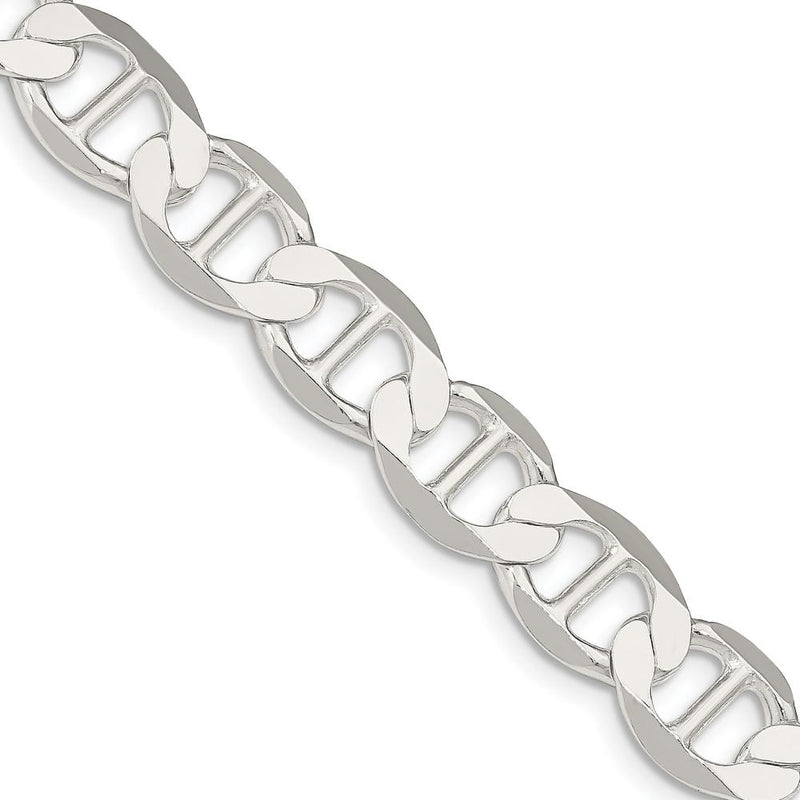 Sterling Silver 22" 9.95mm Flat Anchor Chain with Lobster Clasp by Lumare Gioia