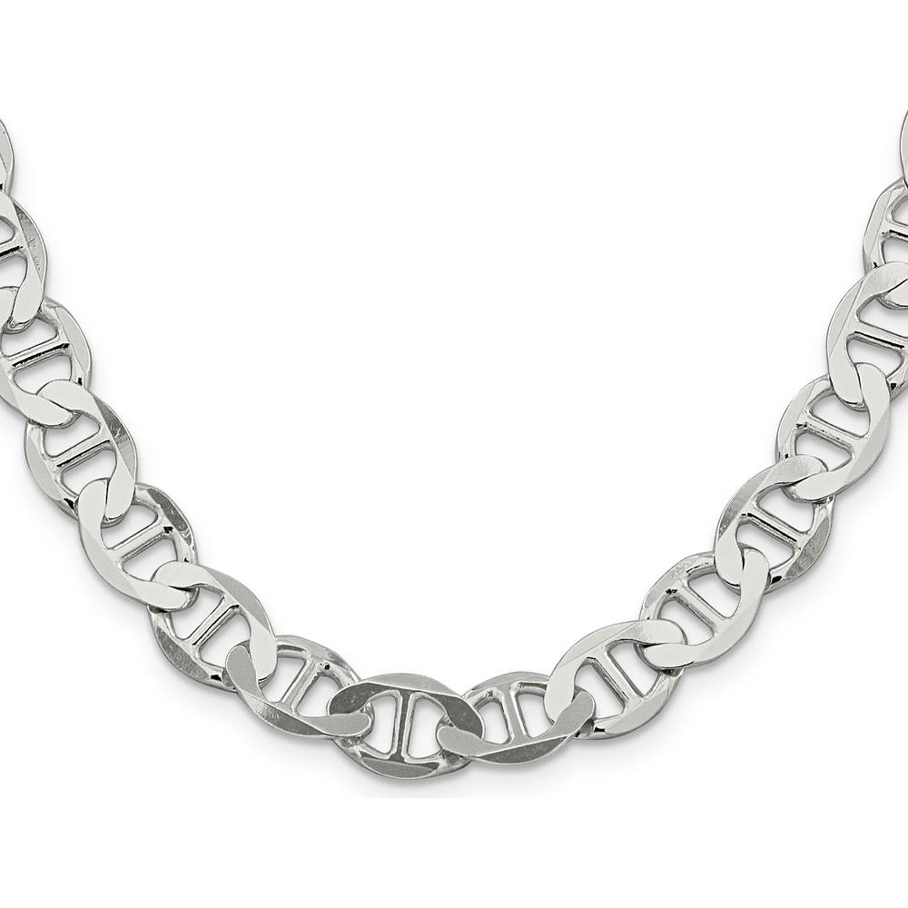 Sterling Silver 22" 9.95mm Flat Anchor Chain with Lobster Clasp by Lumare Gioia