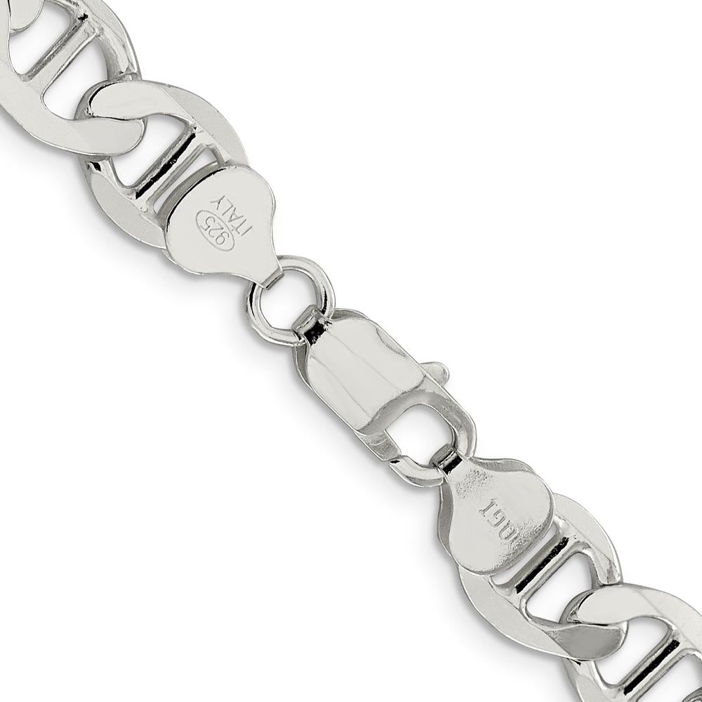Sterling Silver 22" 9.95mm Flat Anchor Chain with Lobster Clasp by Lumare Gioia