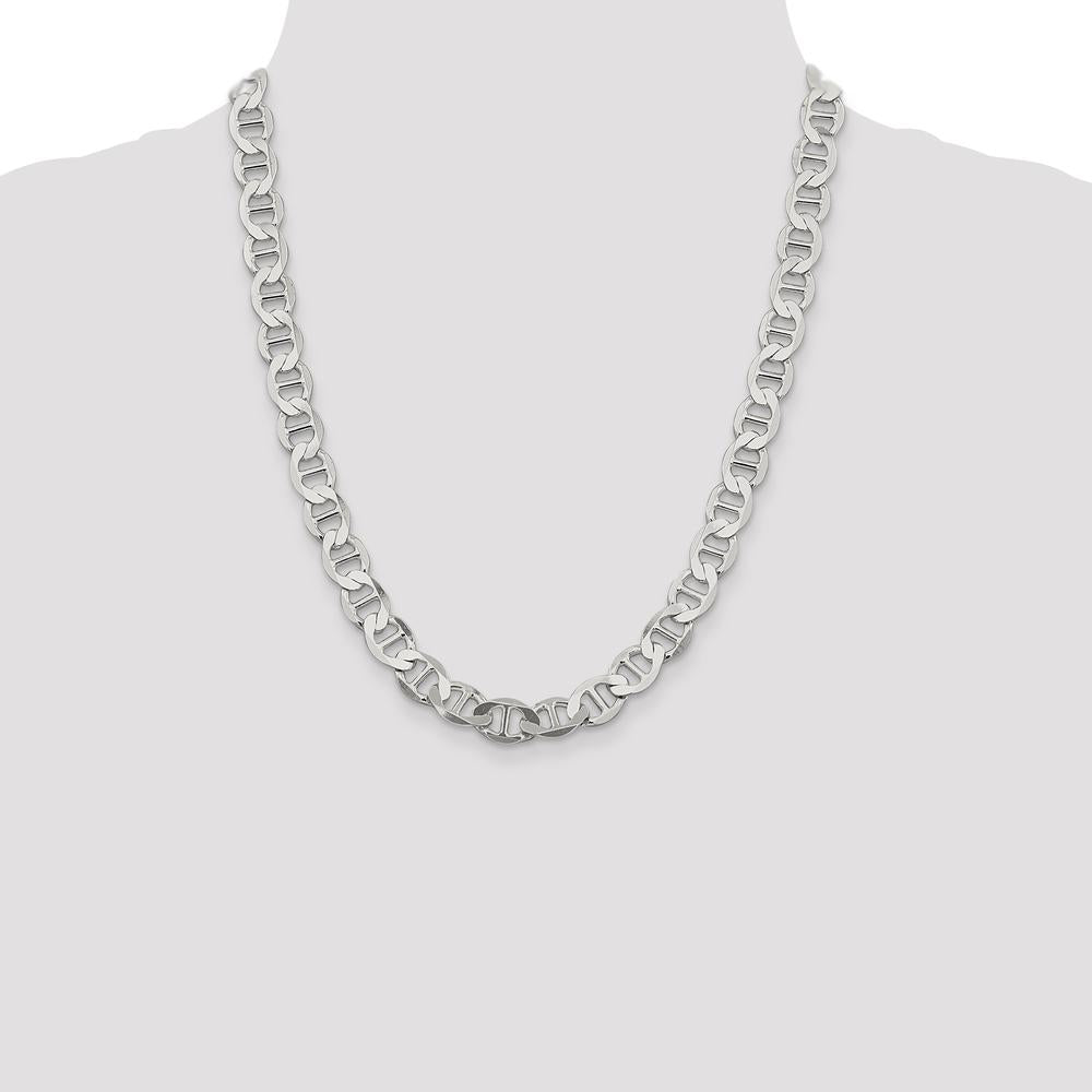Sterling Silver 22" 9.95mm Flat Anchor Chain with Lobster Clasp by Lumare Gioia