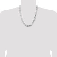 Sterling Silver 22" 9mm Figaro Chain with Rhodium Plating for Men by Lumare Gioia