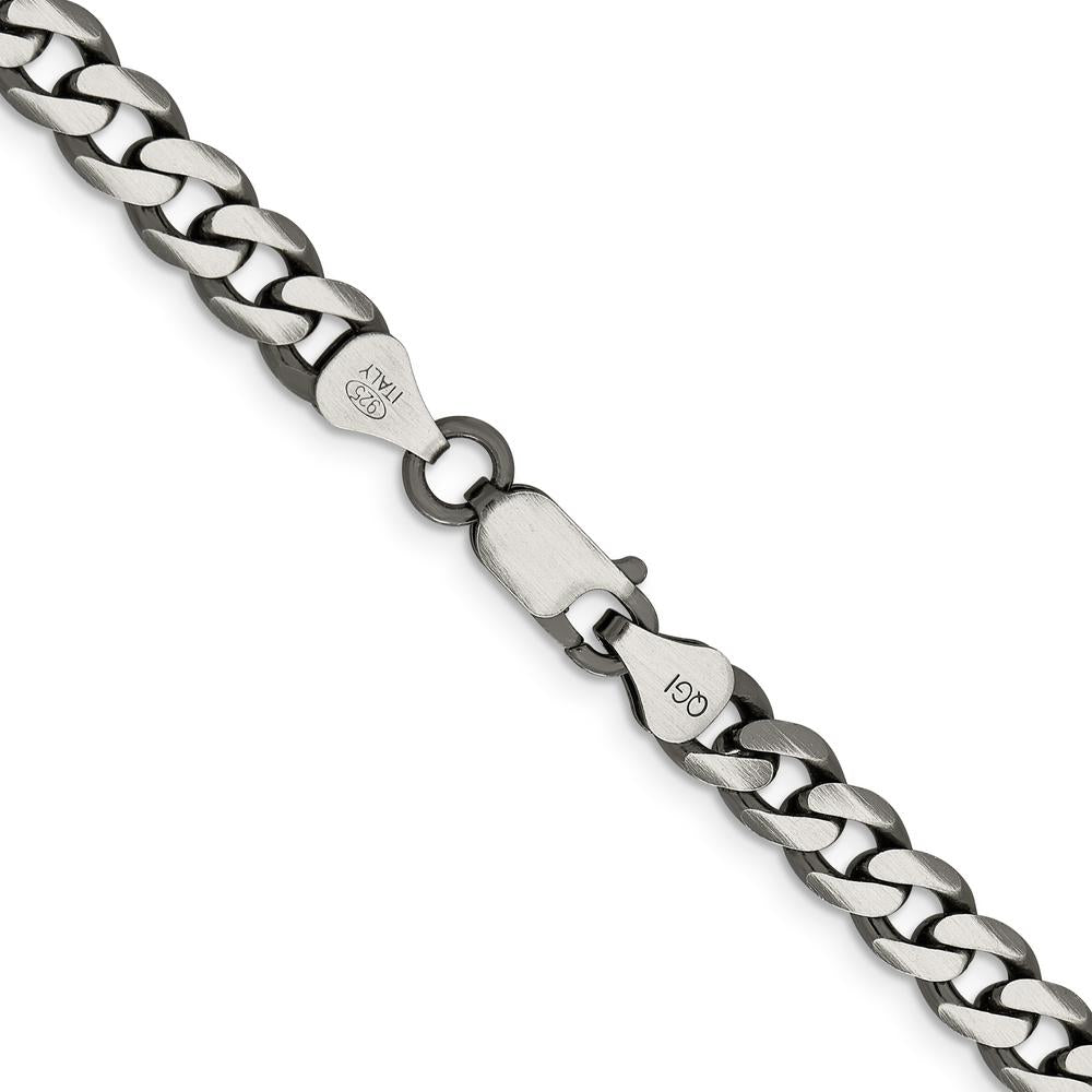 Sterling Silver 22" Antiqued 6.5mm Curb Chain Necklace by Lumare Gioia