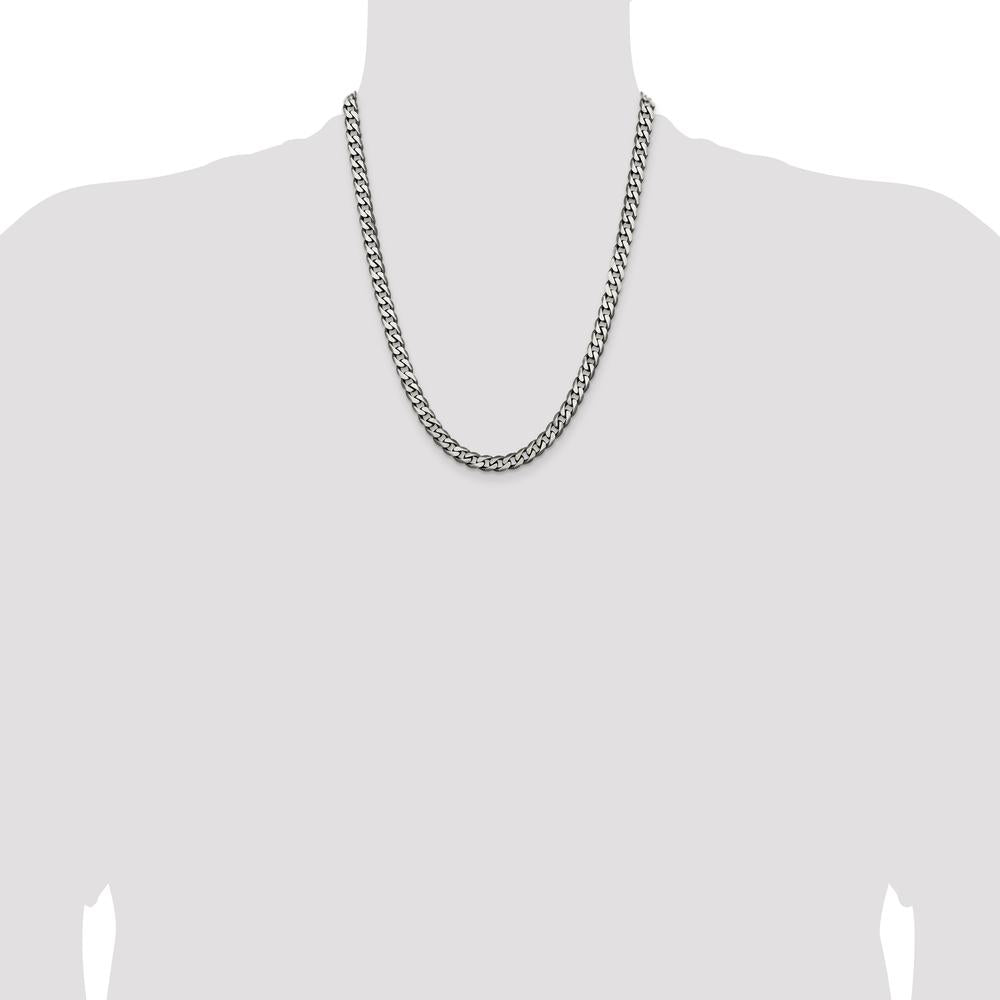 Sterling Silver 22" Antiqued 6.5mm Curb Chain Necklace by Lumare Gioia