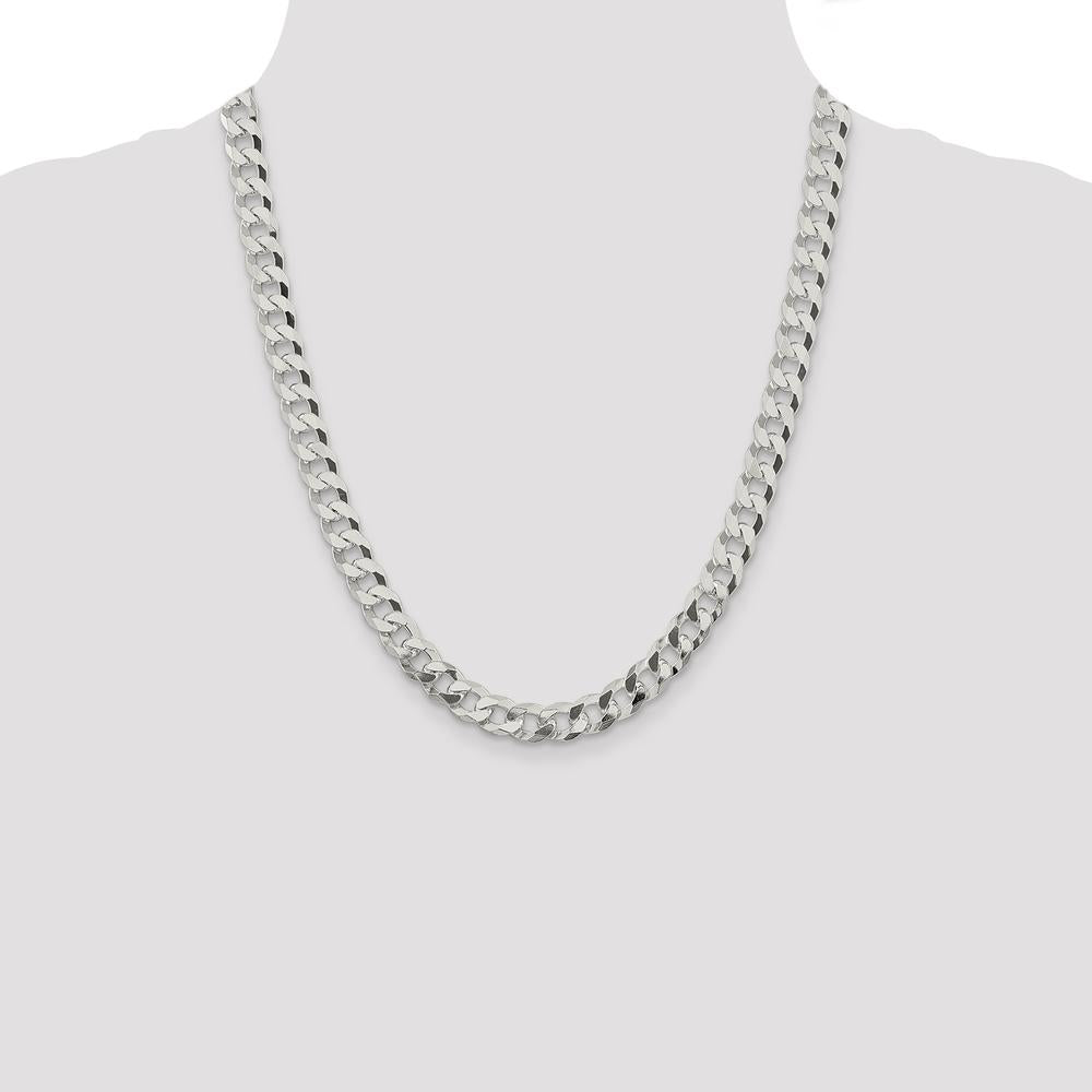Sterling Silver 22" Beveled Curb Chain Necklace - 8.5mm Width by Lumare Gioia