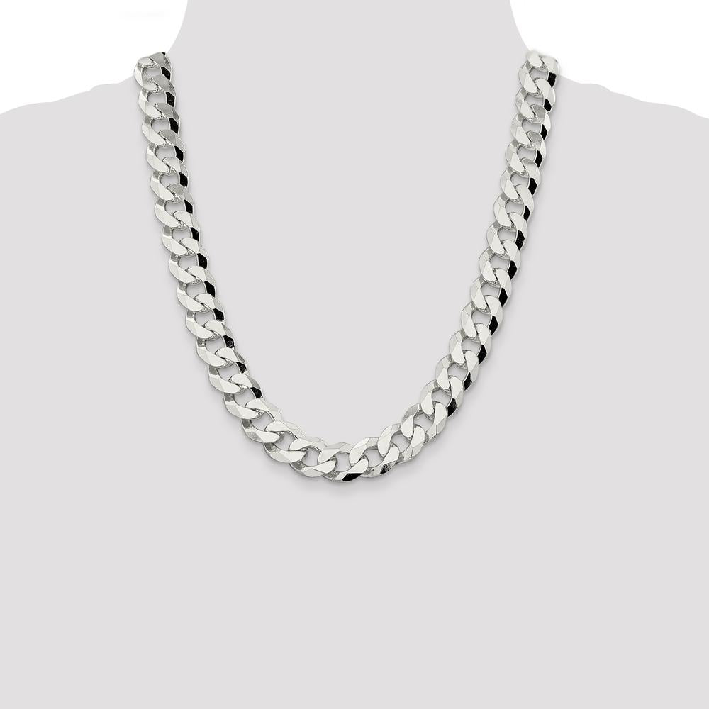 Sterling Silver 22" Beveled Curb Chain with Lobster Clasp - Polished Finish by Lumare Gioia