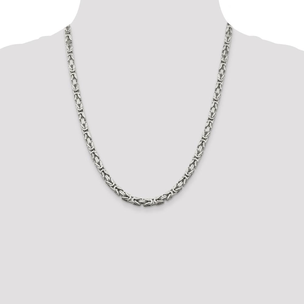 Sterling Silver 22" Byzantine Chain Necklace - 5mm Width by Lumare Gioia