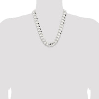 Sterling Silver 22" Concave Beveled Curb Chain - 15.75mm Width by Lumare Gioia