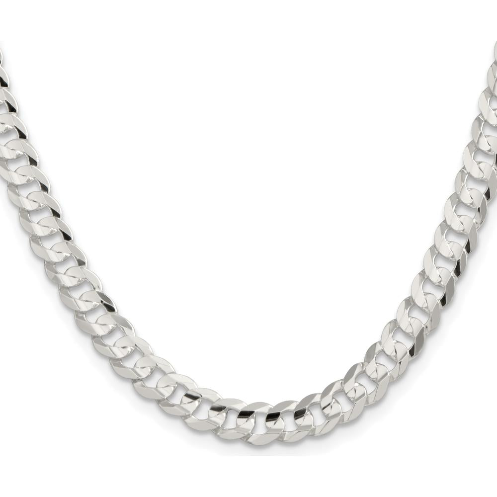 Sterling Silver 22" Concave Beveled Curb Chain - 6.75mm Width by Lumare Gioia