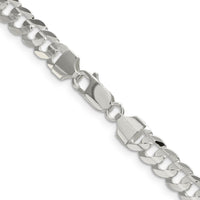 Sterling Silver 22" Concave Beveled Curb Chain - 6.75mm Width by Lumare Gioia