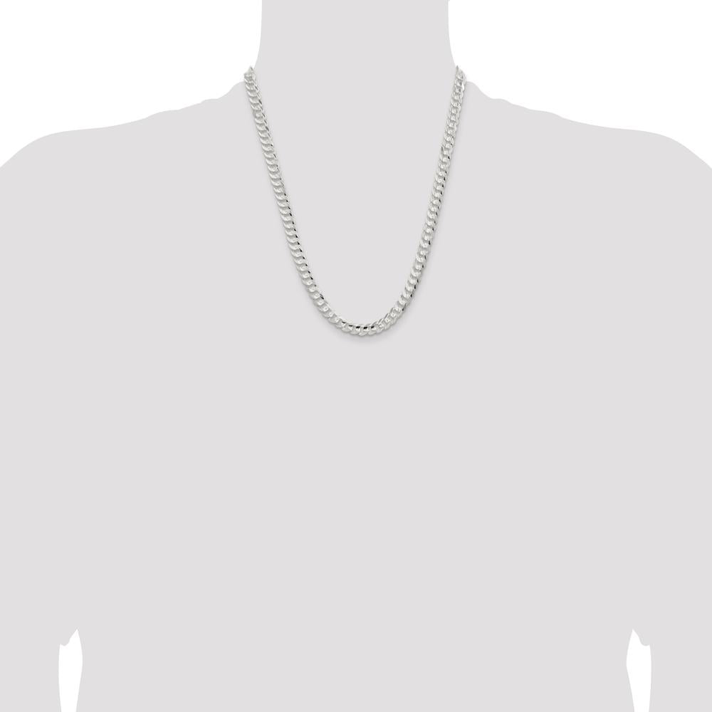 Sterling Silver 22" Concave Beveled Curb Chain - 6.75mm Width by Lumare Gioia