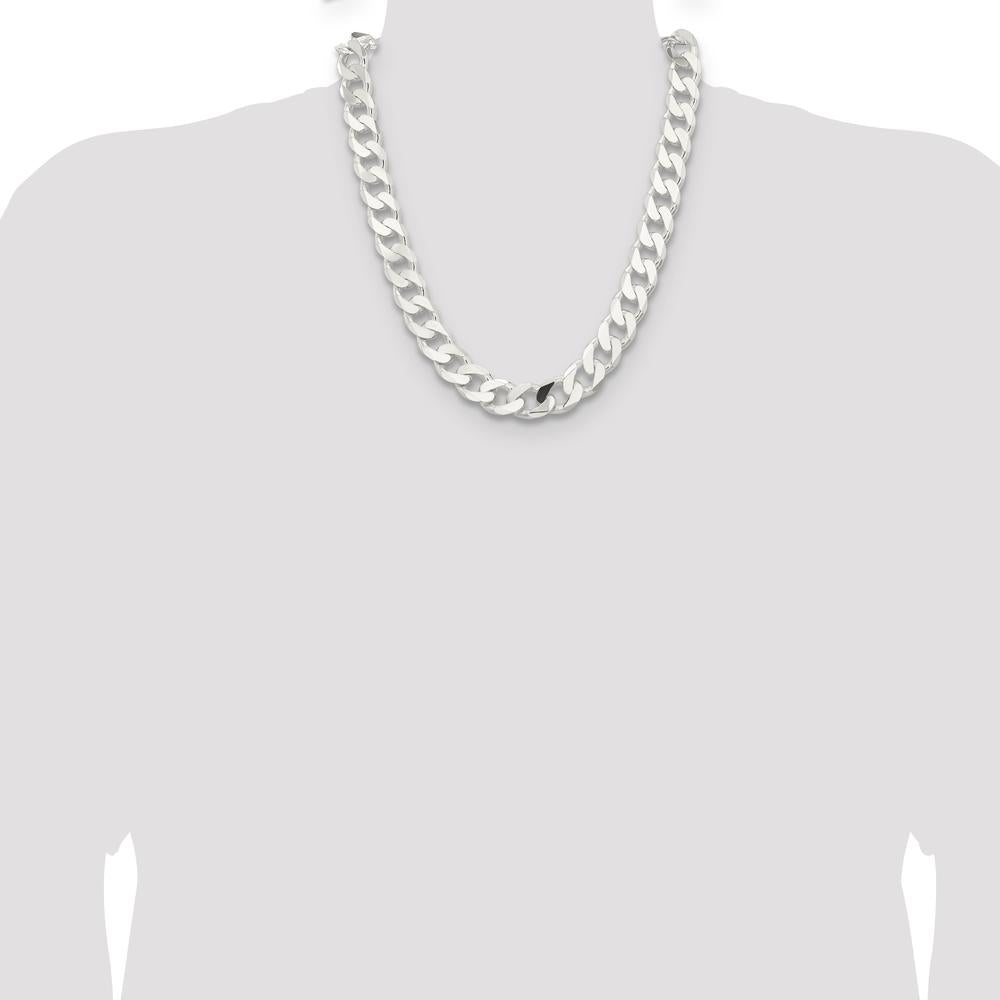 Sterling Silver 22" Curb Chain Necklace with Polished Finish by Lumare Gioia