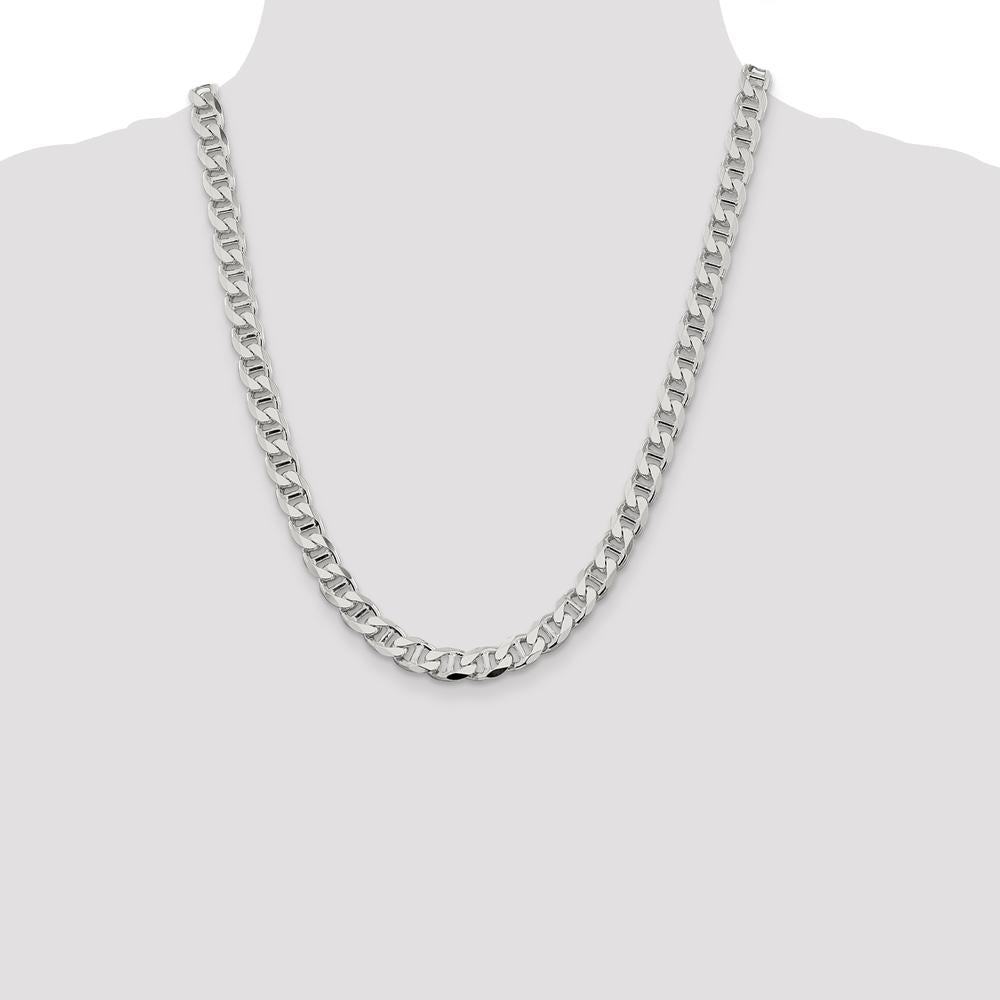 Sterling Silver 22" Diamond-Cut Flat Anchor Chain Necklace - 8.25mm Width by Lumare Gioia