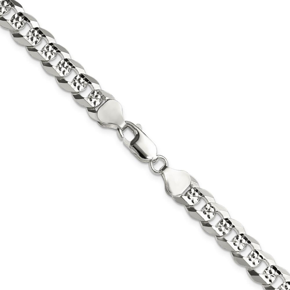 Sterling Silver 22" Diamond-Cut Flat Curb Chain - Polished Finish by Lumare Gioia