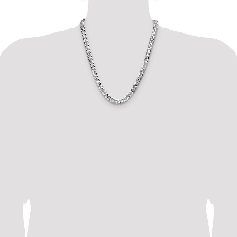 Sterling Silver 22" Diamond-Cut Flat Curb Chain - Polished Finish by Lumare Gioia