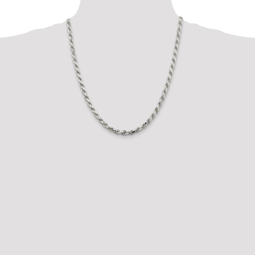 Sterling Silver 22" Diamond-Cut Rope Chain - 5.75mm Width by Lumare Gioia