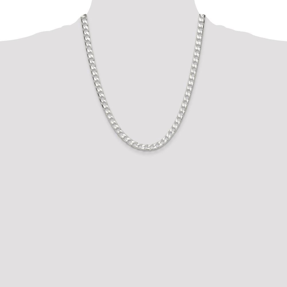 Sterling Silver 22" Diamond-Cut Square Curb Chain - 5.75mm Width by Lumare Gioia