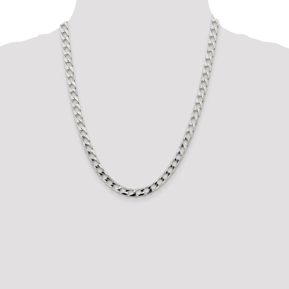 Sterling Silver 22" Diamond-Cut Square Curb Chain - 6.25mm Width by Lumare Gioia