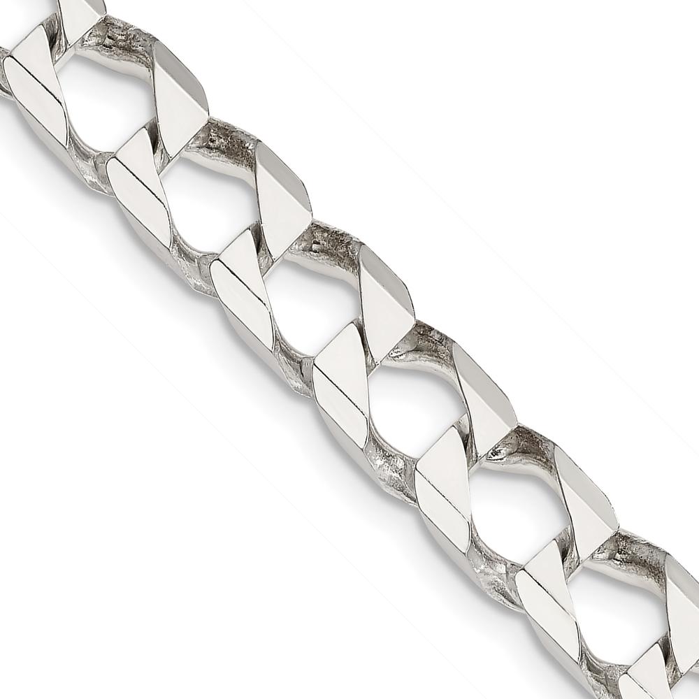 Sterling Silver 22" Diamond-Cut Square Curb Chain - 7.2mm Width by Lumare Gioia