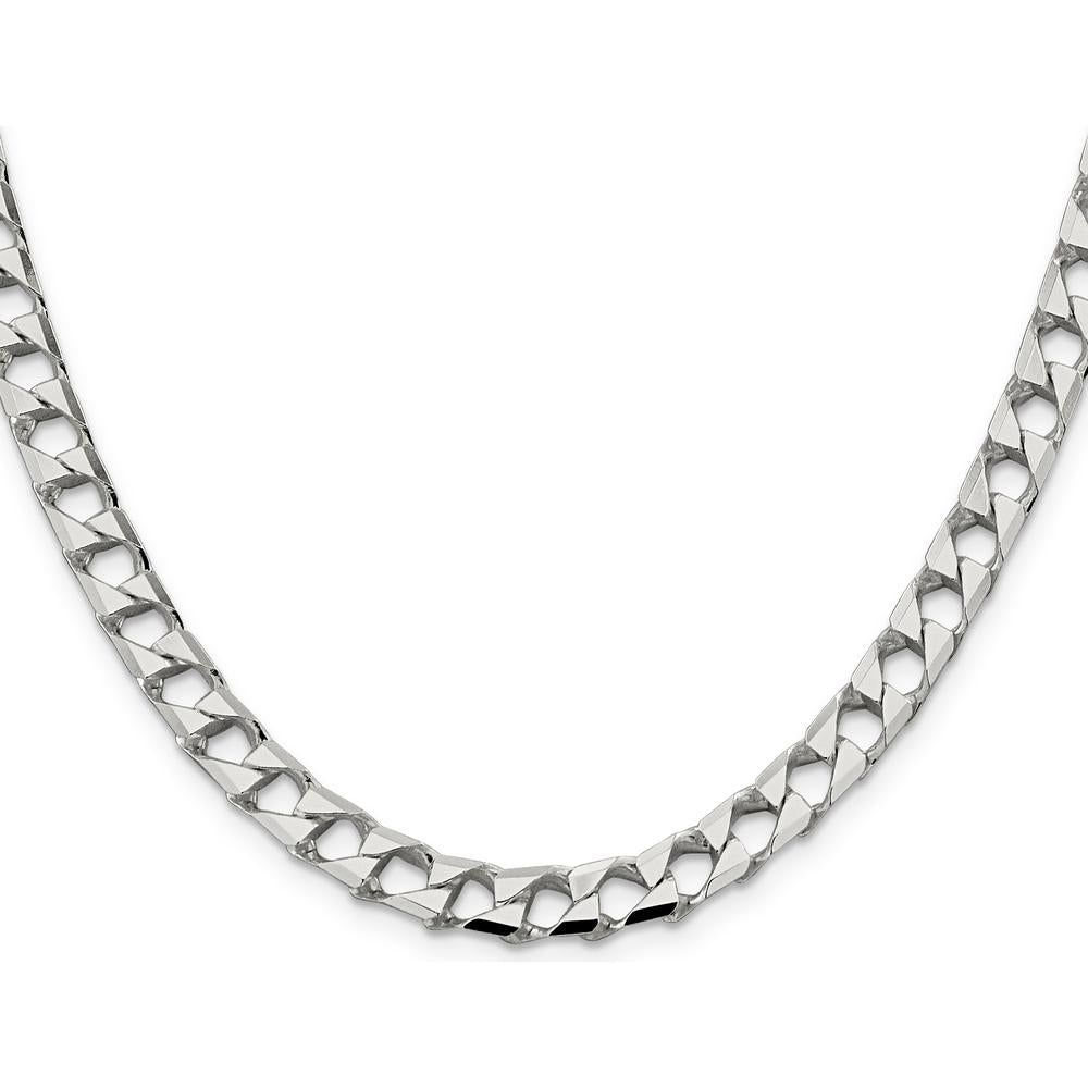 Sterling Silver 22" Diamond-Cut Square Curb Chain - 7.2mm Width by Lumare Gioia