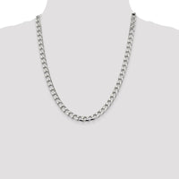 Sterling Silver 22" Diamond-Cut Square Curb Chain - 7.2mm Width by Lumare Gioia