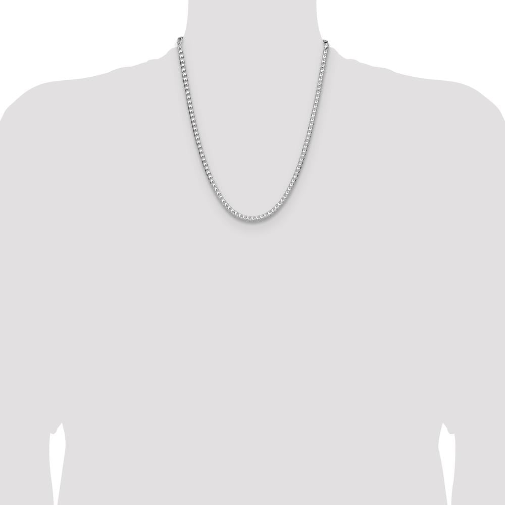 Sterling Silver 22" Diamond-Cut Square Franco Chain - Rhodium-Plated Finish by Lumare Gioia