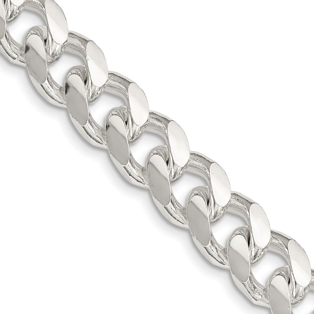 Sterling Silver 22" Domed Curb Chain Necklace with Diamond-Cut Sides - 10.5mm Width by Lumare Gioia