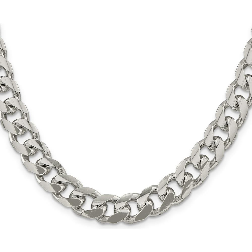 Sterling Silver 22" Domed Curb Chain Necklace with Diamond-Cut Sides - 10.5mm Width by Lumare Gioia
