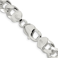 Sterling Silver 22" Domed Curb Chain Necklace with Diamond-Cut Sides - 10.5mm Width by Lumare Gioia