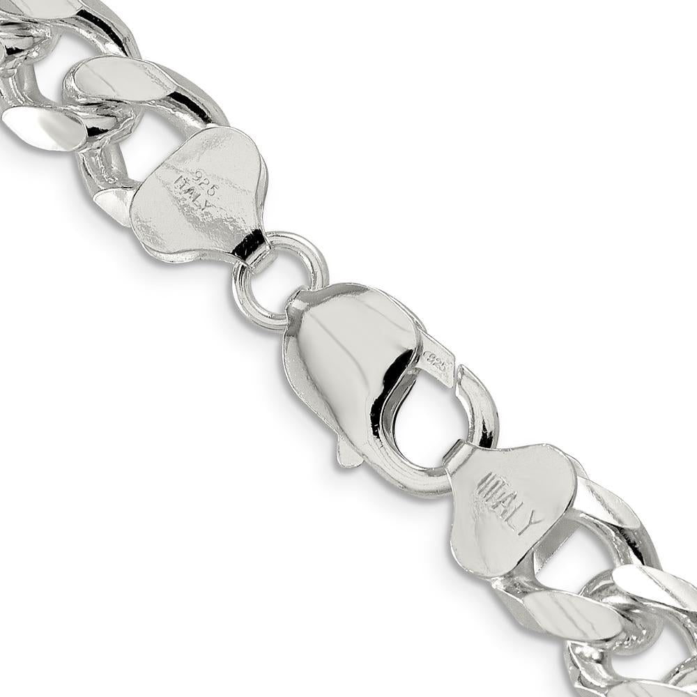 Sterling Silver 22" Domed Curb Chain Necklace with Diamond-Cut Sides - 10.5mm Width by Lumare Gioia