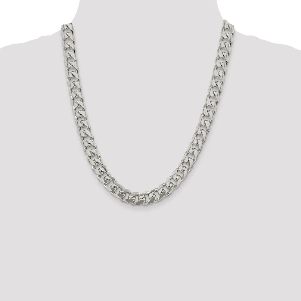 Sterling Silver 22" Domed Curb Chain Necklace with Diamond-Cut Sides - 10.5mm Width by Lumare Gioia
