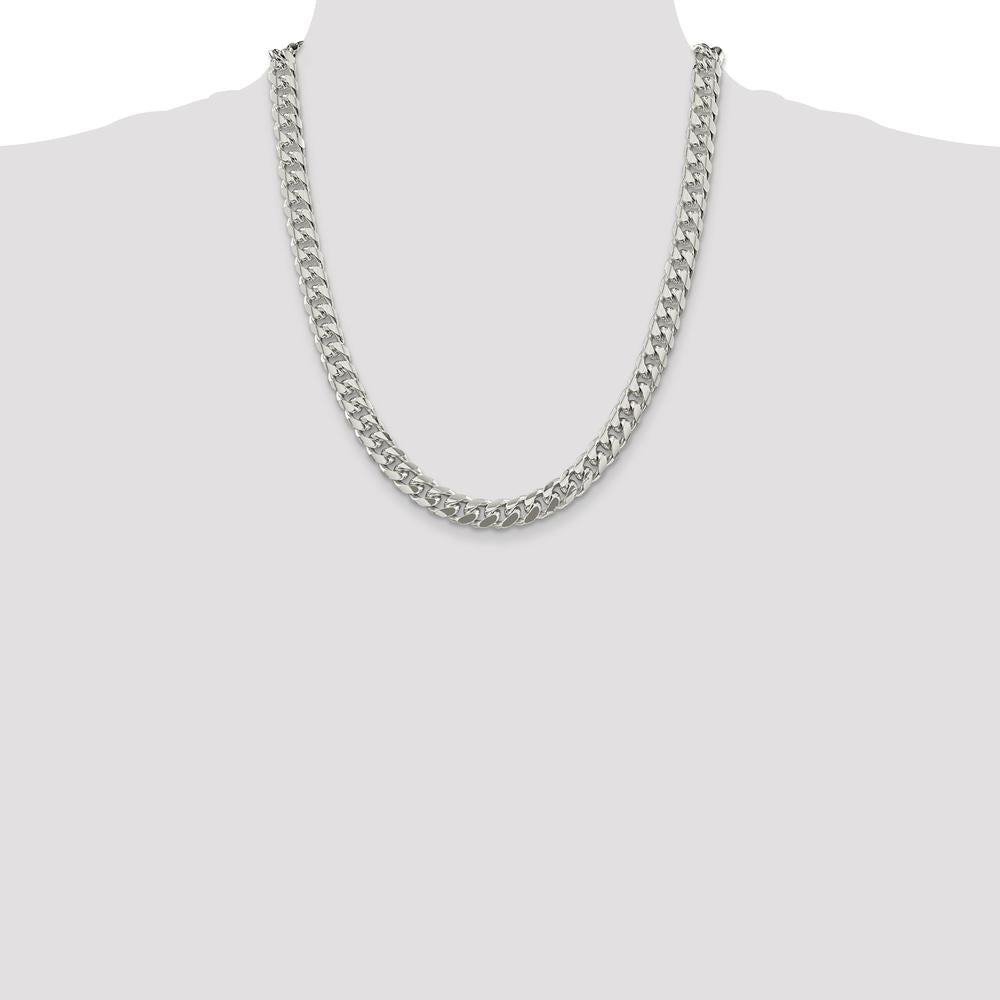 Sterling Silver 22" Domed Curb Chain with Diamond-Cut Texture - 8.5mm Width by Lumare Gioia
