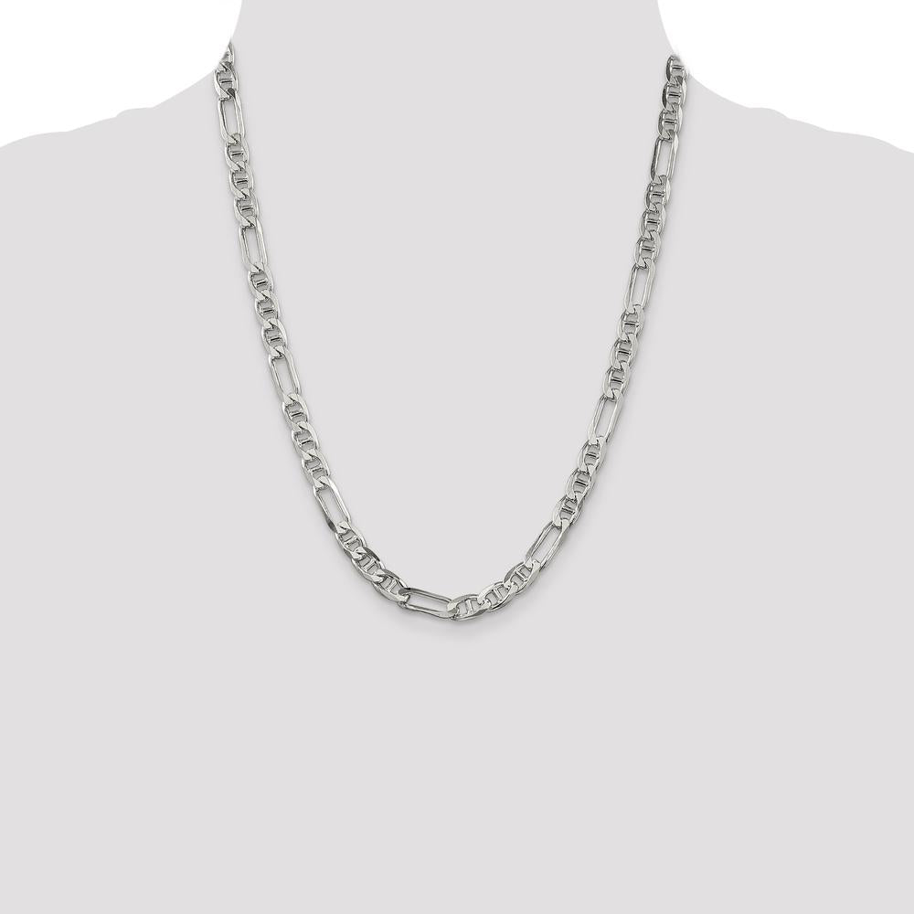 Sterling Silver 22" Figaro Anchor Chain - 6.5mm Width by Lumare Gioia