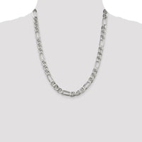Sterling Silver 22" Figaro Anchor Chain Necklace - 7.75mm Width, Polished Finish by Lumare Gioia