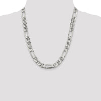 Sterling Silver 22" Figaro Anchor Chain Necklace - Polished Finish, 10.65mm Width by Lumare Gioia