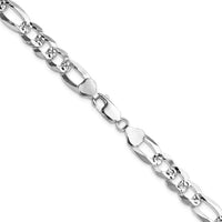 Sterling Silver 22" Figaro Chain Necklace with Diamond-Cut Finish - 8.5mm Width by Lumare Gioia