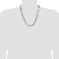 Sterling Silver 22" Figaro Chain Necklace with Diamond-Cut Finish - 8.5mm Width by Lumare Gioia