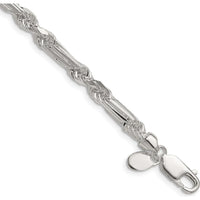Sterling Silver 22" Figarope Chain Necklace with Diamond-Cut Links by Lumare Gioia
