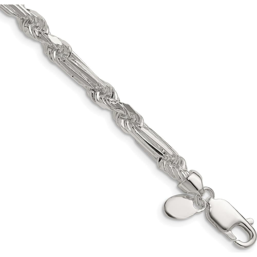Sterling Silver 22" Figarope Chain Necklace with Diamond-Cut Links by Lumare Gioia