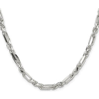 Sterling Silver 22" Figarope Chain Necklace with Diamond-Cut Links by Lumare Gioia