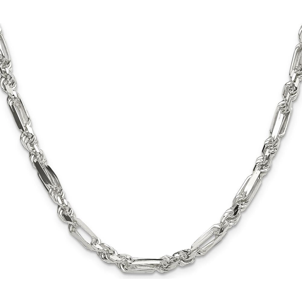 Sterling Silver 22" Figarope Chain Necklace with Diamond-Cut Links by Lumare Gioia