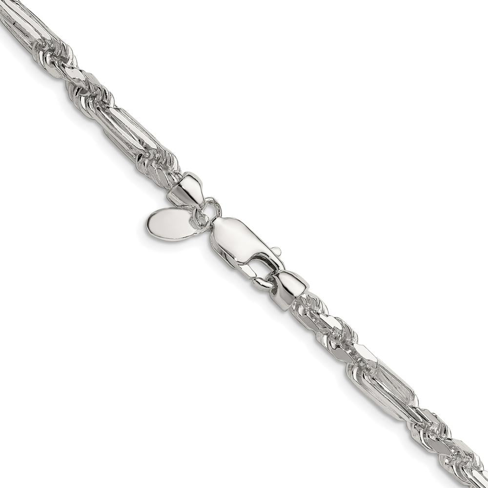 Sterling Silver 22" Figarope Chain Necklace with Diamond-Cut Links by Lumare Gioia