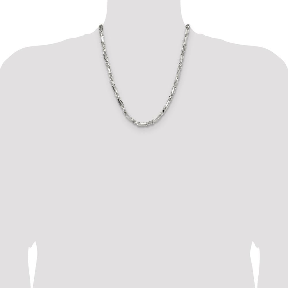 Sterling Silver 22" Figarope Chain Necklace with Diamond-Cut Links by Lumare Gioia