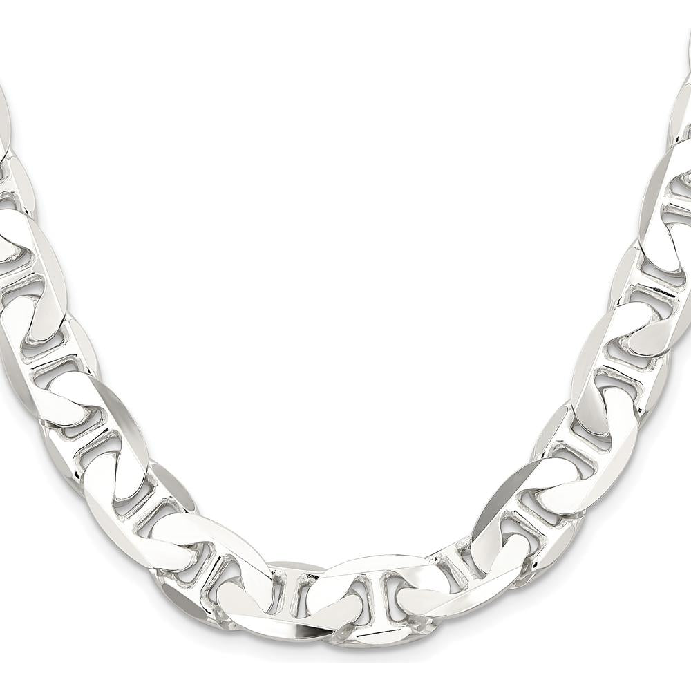 Sterling Silver 22" Flat Anchor Chain Necklace - Polished Finish by Lumare Gioia
