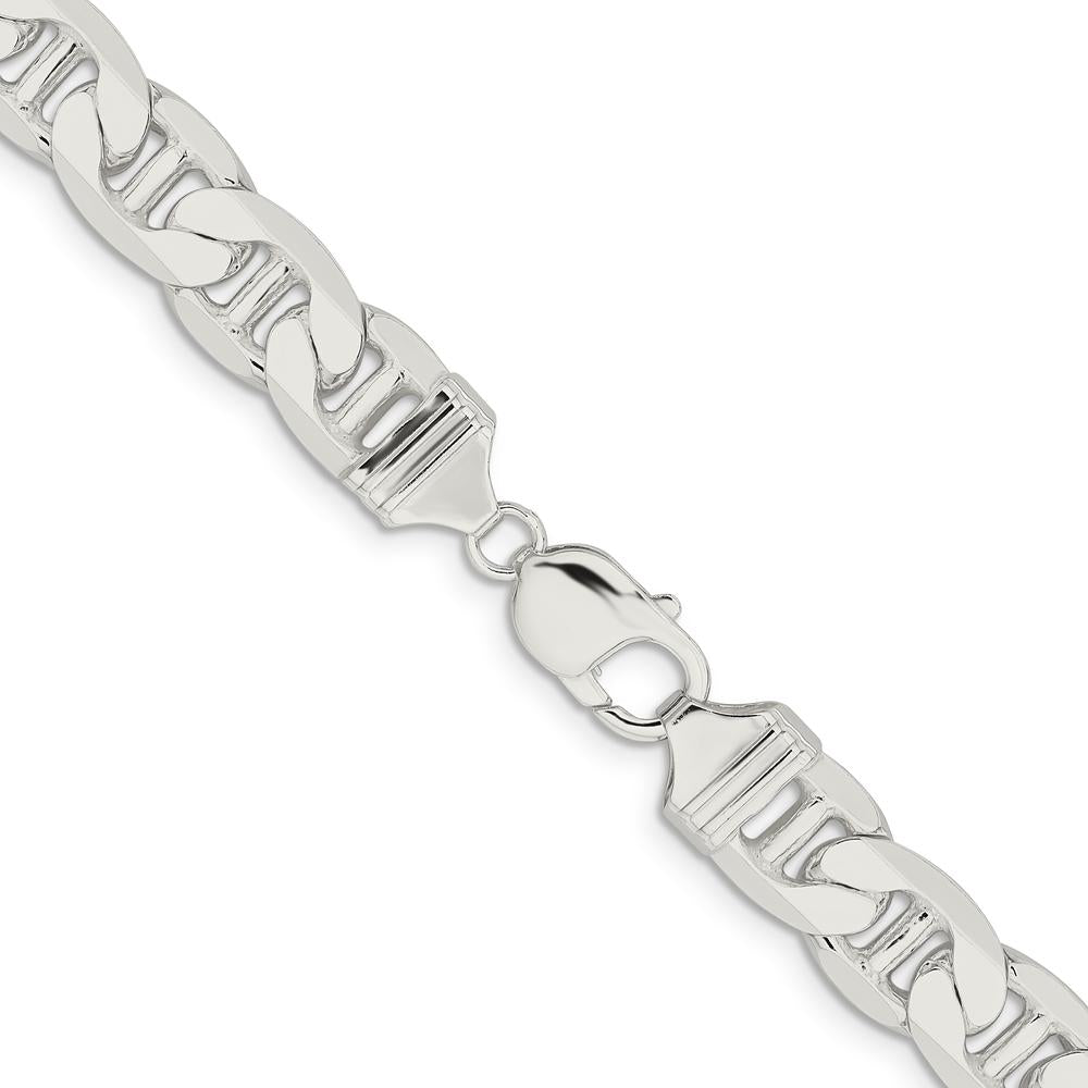 Sterling Silver 22" Flat Anchor Chain Necklace - Polished Finish by Lumare Gioia