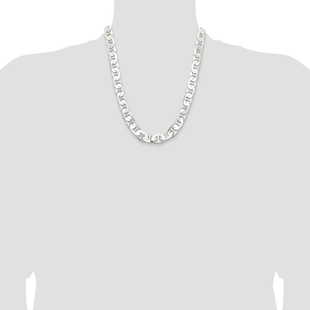 Sterling Silver 22" Flat Anchor Chain Necklace - Polished Finish by Lumare Gioia