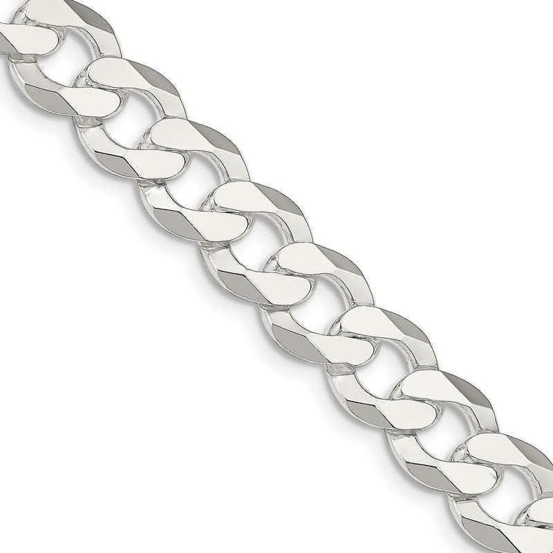 Sterling Silver 22" Flat Curb Chain - 14mm Links with Polished Finish and Lobster Clasp by Lumare Gioia