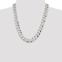 Sterling Silver 22" Flat Curb Chain - 14mm Links with Polished Finish and Lobster Clasp by Lumare Gioia