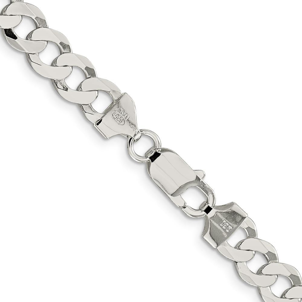 Sterling Silver 22" Flat Curb Chain - 8mm Width with Polished Finish by Lumare Gioia